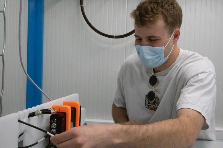 Ted adjusting the GNSS receiver setup