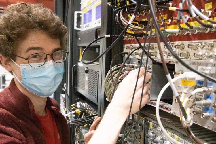 Patrick setting up the controls for the catching trap electrodes