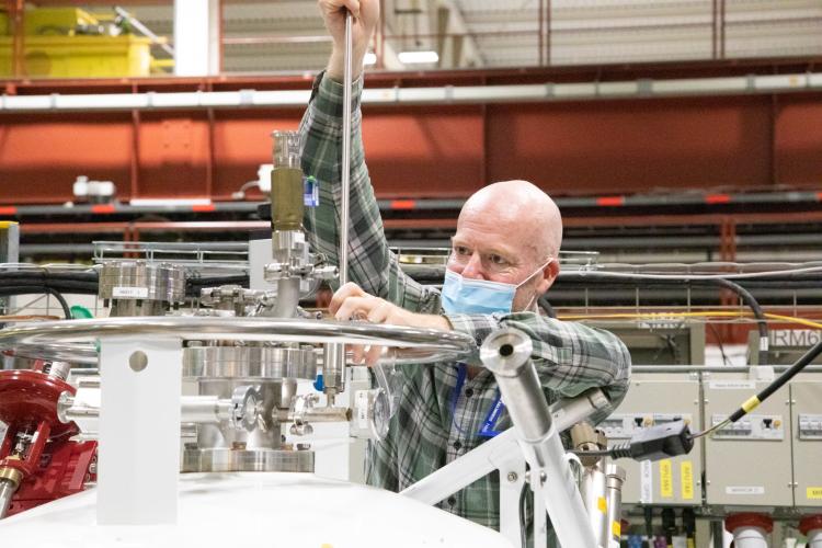 Niels setting up for cooling the ALPHA-g cryostat